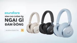 Tai nghe không dây chụp tai soundcore Space One | Âm thanh Hi-res | Giảm ồn 98% | 55 giờ phát nhạc