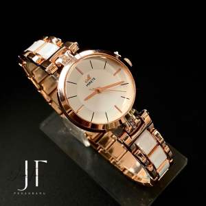 FLASH SALE !!! MIRETE ORIGINAL Jam Tangan Rantai Keramik Wanita Bulat Analog Bahan Stainless Steel Multi Warna Berkualitas Waterproof Watches Fashion Terbaru dan Termurah Quartz JamtanganPKu Hitam Silver B144