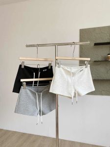 Simplified Design Black Embroidered Drawstring Shorts Womens Summer New Style Spicy Girl Straight Fit High Waist A-Line Hot Pants