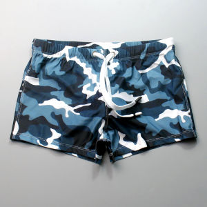 Fashionable Printed Mens Swimming Trunks Quick Dry Elastic Cup Cover Hot Spring Bathing Beach Vacation Flat Front Swimwear