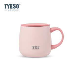 TYESO | TYESO 355ml Double Wall Vacuum Insulated Mug with Ceramic Coating Inner One-Handed Open Lid Coffee Cup for Hot Cold Drinks