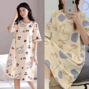Buy One Get One Free Nightdress for Women Summer Women Plus Size Short Sleeve Summer Tianwang Red Wind Dress Loose Thin Pregnant Women