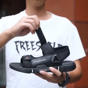 LYSBAG ไตล์เกาหลีใส่สบายรองเท้าผู้ชายดํารองเท้าแตะรองเท้าแตะแบนรองเท้าแตะชายหาสําหรับผู้ชายรองเท้าแตะแฟชั่นรองเท้าแตะยางรองเท้าแตะถอดได้