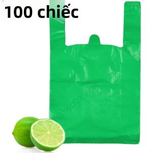 100 Chiếc Túi Nhựa Dày Màu Xanh Lá Cây Có Tay Cầm Cho Siêu Thị Tạp Hóa Mua Sắm Nhà Bếp Bảo Quản Dùng Một Lần Túi Đựng Rác Áo Vest