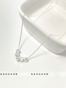 Non-Titanium Steel Allergy-Free Worn-Out Love Carving Matte round Bead Lucky Charm Necklace Womens Colorfast Fashion Jewelry