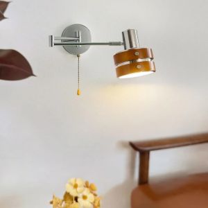 Nordic LED Wall Lamp Folding Rocker Arm Wall Light Solid Wood Retractable Sconces Indoor Lighting Room Decor For Bedside Bedroom