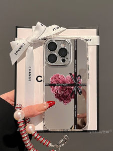 Romantic Rose Heart Protection iPhone 16Pro Max Case Elegant Minimalist 15Plus 13Pro 14PM Mirror Makeup Small Niche Apple 17Pro