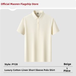 MiiOW | Mens Thin Turn-down Collar Breathable Business Summer Short Sleeve T-Shirt