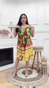 Daster Yukensi Sarah MotifJumputan Batik Sakura Pekalongan Baju Dress Piyama Rayon Wanita Tidur Ibu Hamil Remaja Busui Bumil