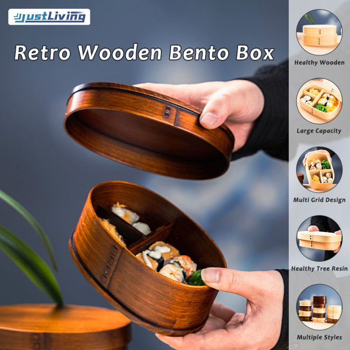 Justliving 1 cái hai lớp gỗ hộp cơm trưa Nhật Bản Bento container làm ...