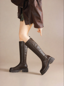 Josiny | Autumn and Winter New Fashion Melard Brown Stylish Tall Boots Thick Sole
