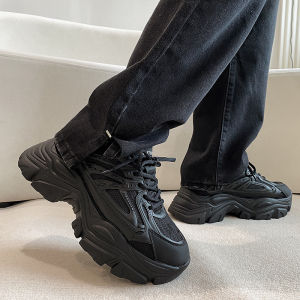 Mens Sporty Slip-On Shoes with Hidden Height-Boosting Technology Breathable Versatile Platform Design for Spring And Summer