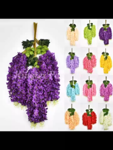 Wisteria Hanging Artificial Flower 112cm Wisteria Vine Hanging Lilac 12pcs Ratta Indoor Outdoor Home Party Wedding Decor