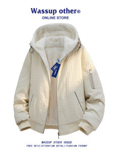 American Workwear Style Warm Thick Hooded Cotton Coat
