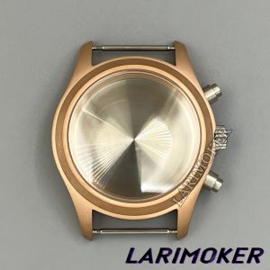 LARIMOKER 39mm Black Silver Mens Quartz Watch Case Sapphire Crystal Beveled Bezel Suitable for VK63 VK64 VK67 VK68 Movement