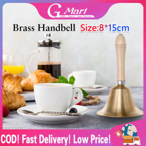 ⭐【LazTop Seller】Christmas Hand Bell With Wooden Handle New Year Thanksgiving Home Decoration Christmas Bells Wooden Handle Copper Brass Bell HSQ-Brass-Handbell