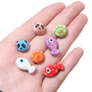 10ชิ้นลูกปัดพอร์ซเลนเซรามิคเคลือบทำด้วยมือลูกปัดสเปซเซอร์หลวมเสน่ห์กรงเล็บปลาแพนด้าสำหรับ DIY เครื่องประดับงานฝีมือทำต่างหูสร้อยข้อมือพวงกุญแจ