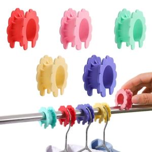 ROLL 5pcs Anti-Slip Clothesline Hook Silicone Hanger Stopper Windproof Hook Durable Fixed Buckle Hangers