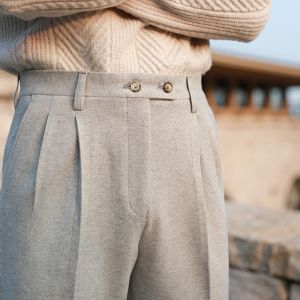 Casual High Waist Straight Leg Naples Mens Trousers Thick Warm Versatile Woolen Long Pants British Style Autumn Winter New Model