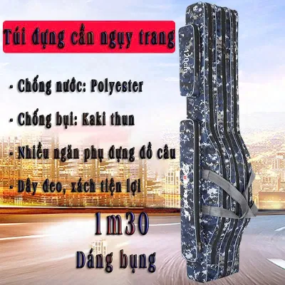 Túi đựng cần câu giàn di 2-3 ngăn có bụng – nhiều kích thước vải dày chắc