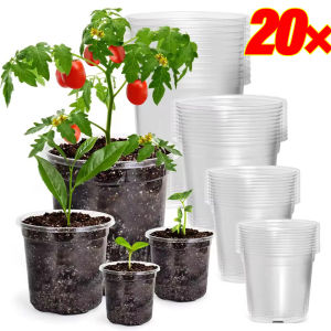 20pcs rõ ràng chậu ươm nhà vườn Vòng chậu trồng trong suốt phong lan Vườn Ươm cup planter container hoa bắt đầu từ chậu