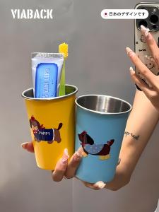 Cốc Đựng Bàn Chải Đánh Răng Bằng Thép Không Gỉ Dễ Thương Hình Chú Chó Salami Cốc Đựng Nước Súc Miệng Cốc Đựng Đồ Dùng Vệ Sinh Cá Nhân