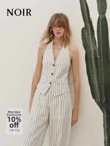 MO&Co. | French Flax Linen Halter Backless Vest