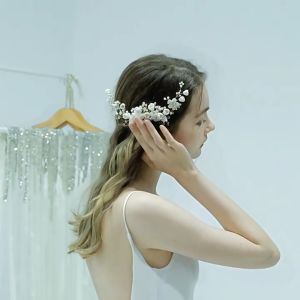 SALANGHANDA Korean Women Hair Comb Bride Wdding Hair Clip Handmade Flowers Rhinestone And Pearl