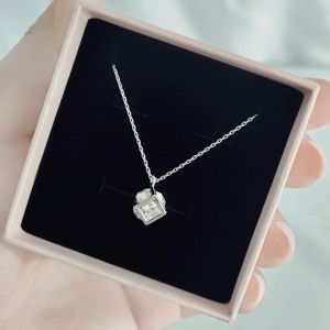 SO SEOUL Sequoia Cubie Cube 3D Rubik Cube White Square Swarovski® Crystal Pendant Chain Necklace