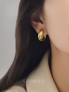 Gold-Plated Alloy Ear Cuff for Women with Geometric Pattern Fashionable Japanese and South Korean Style Accessory