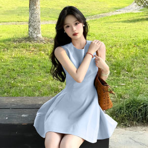SUHUIQIAN | White Sleeveless Waist-Shaping Summer Dress Lightweight for Casual Wear