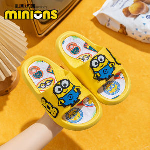Summer Indoor Home Slippers for Girls Anti-Slip Cute Yellow Man Childrens Sandals Comfortable Slip-On PVC Sole Cartoon Style