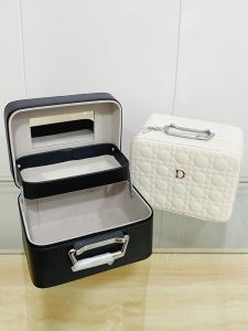 Portable Large Capacity Waterproof Makeup Bag Travel Storage Box PU Material Diamond Pattern Pure Color for Everyone
