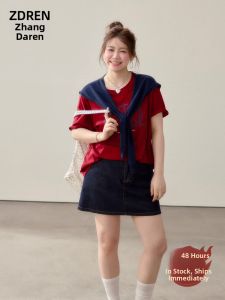 ZHANGDAREN | Bộ Đồ Nữ Kiểu Dáng Phố Retro Mỹ Dành Cho Người Mập Slim Fit