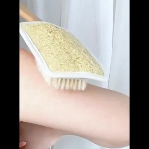 Bàn Chải Tắm Cán Dài Bằng Gỗ Với Sợi Lông Lợn Tự Nhiên Và Bông Tắm Hai Mặt Dùng Chà Lưng Tẩy Tế Bào Chết Làm Sạch Cơ Thể Khi Tắm Giúp Giữ Vệ Sinh Phòng Tắm