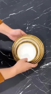 MANGKOK MAKAN KERAMIK BAKSO / DESSERT / SOUP / INDOMIE ELECTRO GOLD TANITI