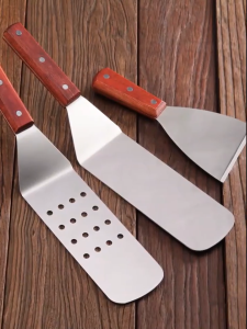 🚚ส่งจากกรุงเทพ🚚 ไม้พายสแตนเลสด้ามจับไม้ ไม้พายผสมอาหาร ด้ามไม้ ไม้พายเทปันยากิ อุปกรณ์ทำขนม/อาหาร ⚡จัดส่งภายใน 24 ชั่วโมง⚡ ThaiJOY