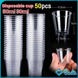 50Pcs Plastic Shot Glasses Cups Disposable Dessert Mousse Cup Clear Party Drinking Cups 30mml 50ml