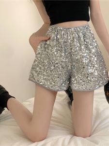 New Summer Fashion French Stylish High-Waisted Slimming A-line Glitter Short Pants
