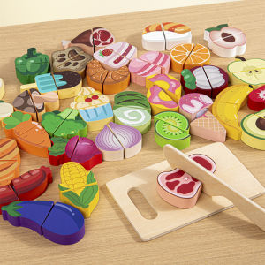 Simulation Kitchen Pretend Toy Wooden Classic Game Educational Toy For Children Kids Gift Cutting Fruit Vegetable Food Set