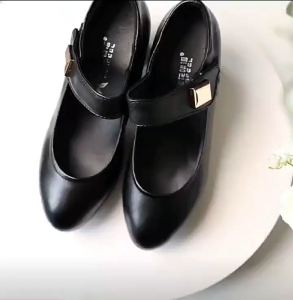 LANCOOL Fashion Black School Shoes for Women - Soft Leather Mother High Heels Office Work Shoes sandals 35-40