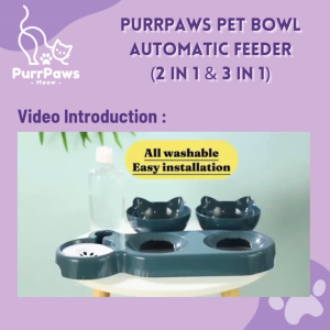PurrPaws 2 in 1 and 3 in 1 Pet Bowl with Automatic Feeder Mangkuk Kucing Bekas Kucing
