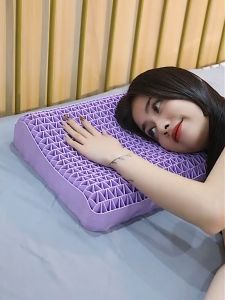 Gối cao su non Gối dành cho người đau mỏi cổ vai gáy khó ngủ ngủ ngáy chất liệu cao su non mềm mại thoáng mát thân thiện môi trường