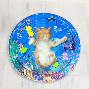 HATELI แผ่นรองน้ำหล่อเย็นเสื่อสำหรับเล่นประสาทสัมผัสทางน้ำสำหรับสุนัขเสื่อรองคลานแบบหนาสำหรับสุนัขสัตว์เลี้ยงลูกสุนัขและแมวเสื่อของเล่นแนวซีโอเชียนปลาแบบเสื่อลอยน้ำของเล่นฝึกประสาทสัมผัสสำหรับระบายสีน้ำเย็นและอุ่น