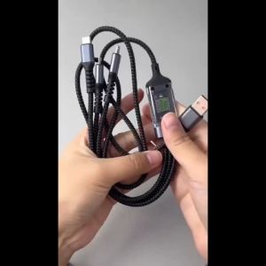 3 In 1 100w Multifunctional USB Charging Cable With Luminous Data Cable For Fast Charging With iOS Micro USB Type-C Data Cable