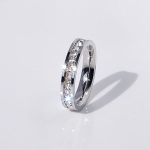 Minimalist Chic Rhinestone Steel Ring
