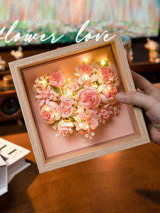 Handmade Birthday Gift DIY Rose Bouquet Picture Frame Building Blocks Creative Toy for Girlfriend from Unbranded Flower Heart