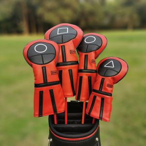 ที่คลุมหัวไม้กอล์ฟไม้ #1 #3 #5ที่คลุมหัวไม้กอล์ฟปกไม้ PU สีแดงเครื่องป้องกันชุดเกม