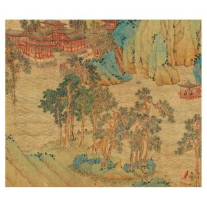 Micro-Spray Long Scroll Landscape Painting Ancient Chinese Ink Wash Painting Scenic View Decorative Artwork on Xuan Paper