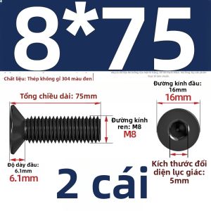 TIANZHUOJINSHU | Ốc Vít Lõm Đầu Lục Giác Bằng Thép Không Gỉ 304 DIN7991